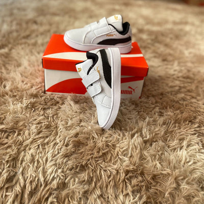 Puma infantil preto branco com velcro