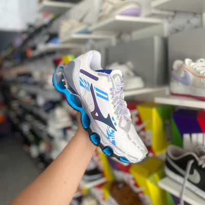 Mizuno 12 molas azul branco refletivo