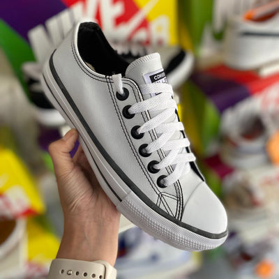 All star branco couro