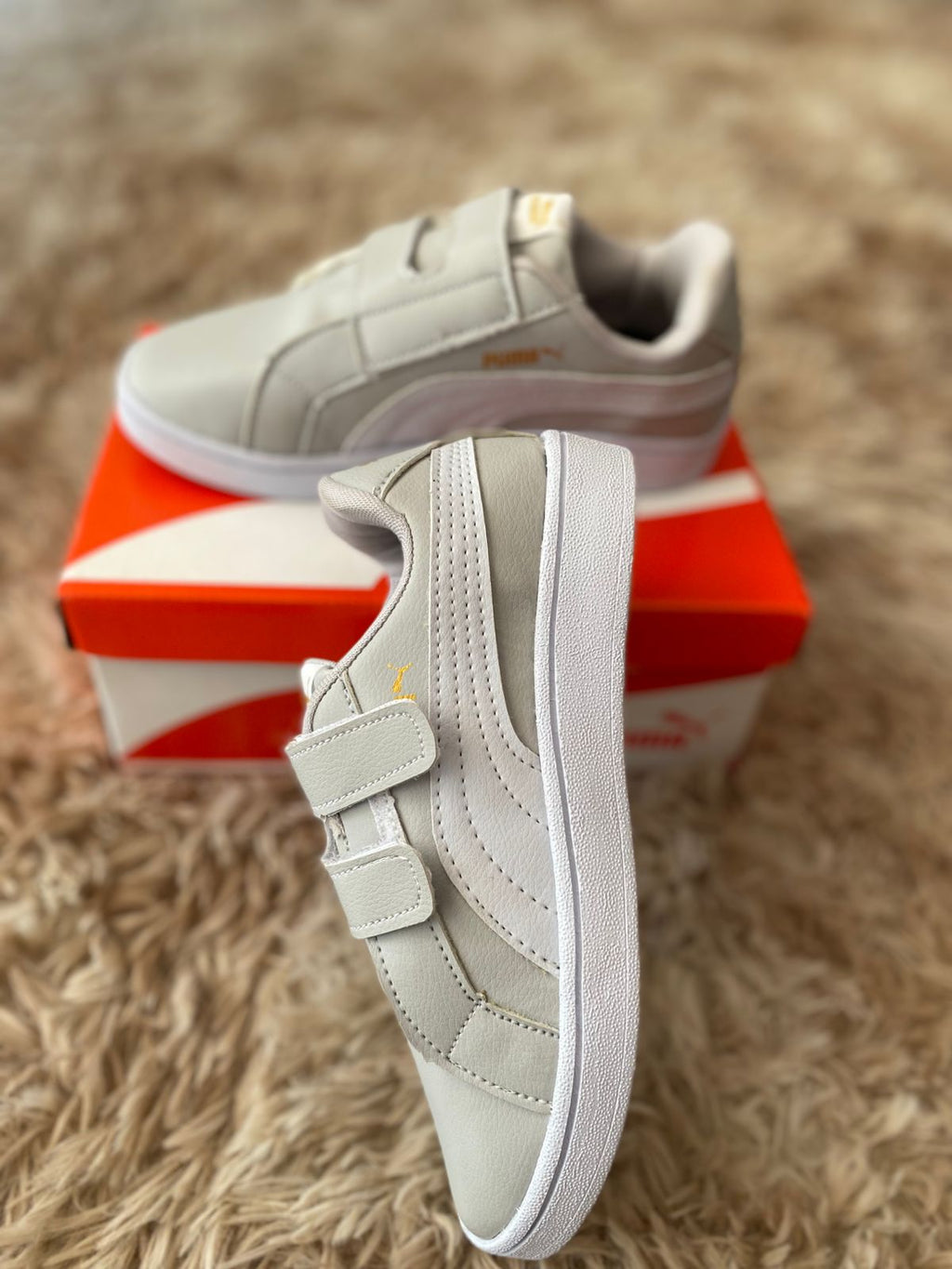 Puma bege branco velcro